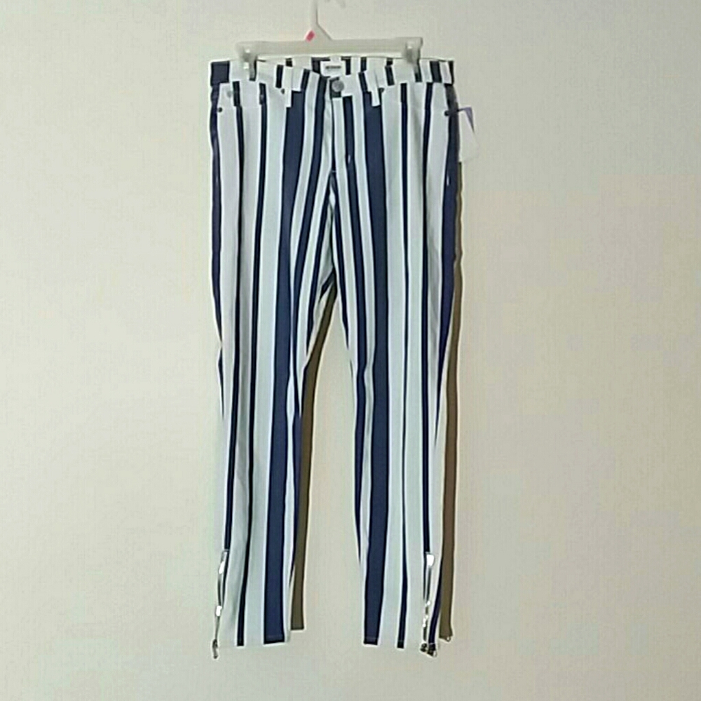 Hudson Krista Skinny Jeans Ankle zip 31 Stripe USA nwt